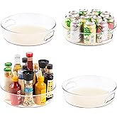 4 Pack Lazy Susan Organizer with Non-Skid Liners, 12-inch Spinning Turntable with Handle, Spice and Refrigerator Organizers, Pantry Organizers and Storage, Round