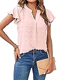 MEROKEETY Women Casual V Neck Flutter Short Sleeve