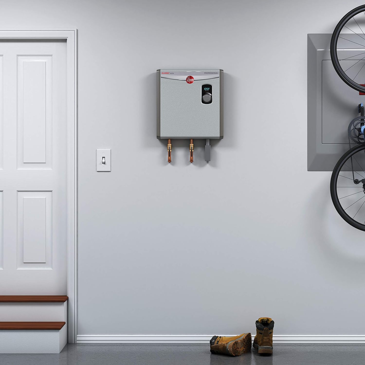 Rheem RTEX-24 24kW 240V Electric Tankless Water Heater, Gray - - 