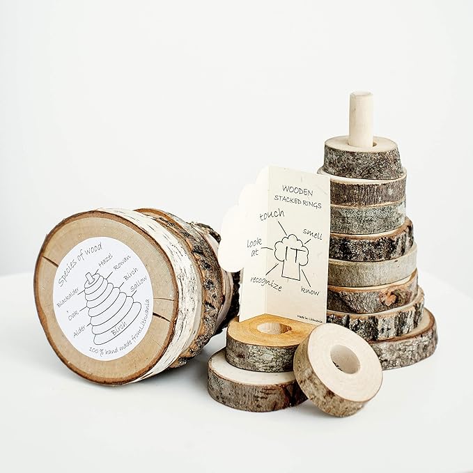 Holz Stapelturm für Babies, Stapelringe, ScheibenTurm, Bildungs Spielzeug Pyramide Montessori, Holz Stapler, Stapelspielzeug,
