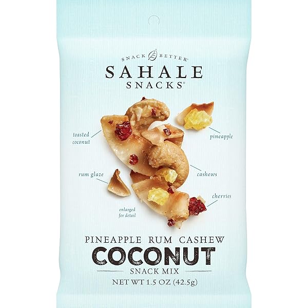 SAHALE SNACKS PINEAPPLE RUM CASHEW COCONUT SNACK MIX, 1.5 OUNCES