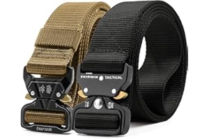 FAIRWIN Men's Tactical Belt, 2 Pack 1.5 Inch Military Tactical Belts for Men, Web Belt Nylon Belt - Work Tool Belt