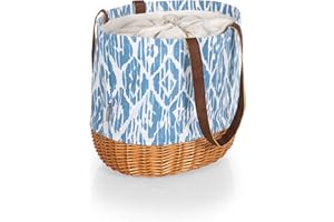 PICNIC TIME Coronado Canvas and Willow Basket Tote, Picnic Tote Bag, Beach Tote