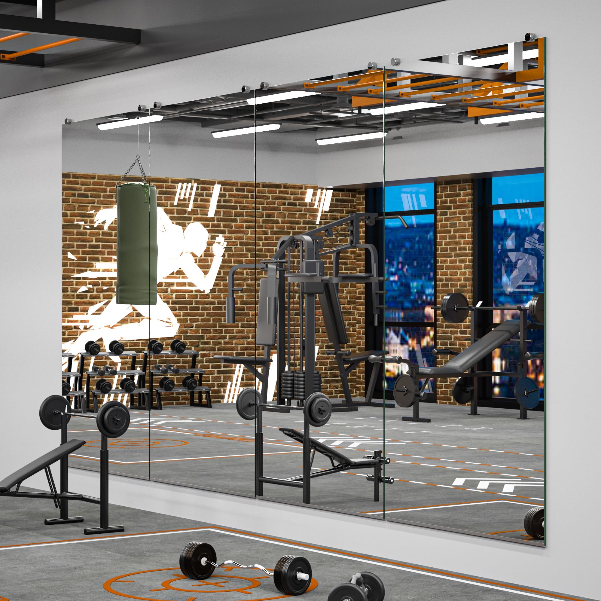 Photo 1 of Keonjinn Large Home Gym Mirror 84 x 42 Inch, Oversized Workout Mirror for Wall, Full Length for Fitness, Wall Mounted Frameless Mirrors for Dance Studio, Garage, Activity, 1 PC