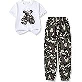 Afsmlys Tween Girl Clothes 2 Piece Outfit Summer Short Sleeve Top + Jogger Pants Spring Fall Clothing Set Size 7-14 Years