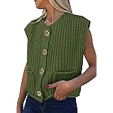 PRETTYGARDEN Women's Summer Sweaters Vest 2025 Sleeveless Button Down Cropped Pockets Chunky Knit Cardigan Trendy Tank Tops