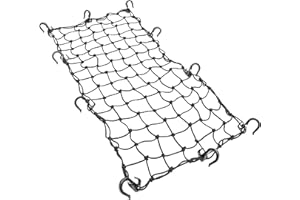 Powertye 15in x 30in Elastic Cargo Net with 10 Adjustable Hooks and Tight 2in x 2in Mesh, Black