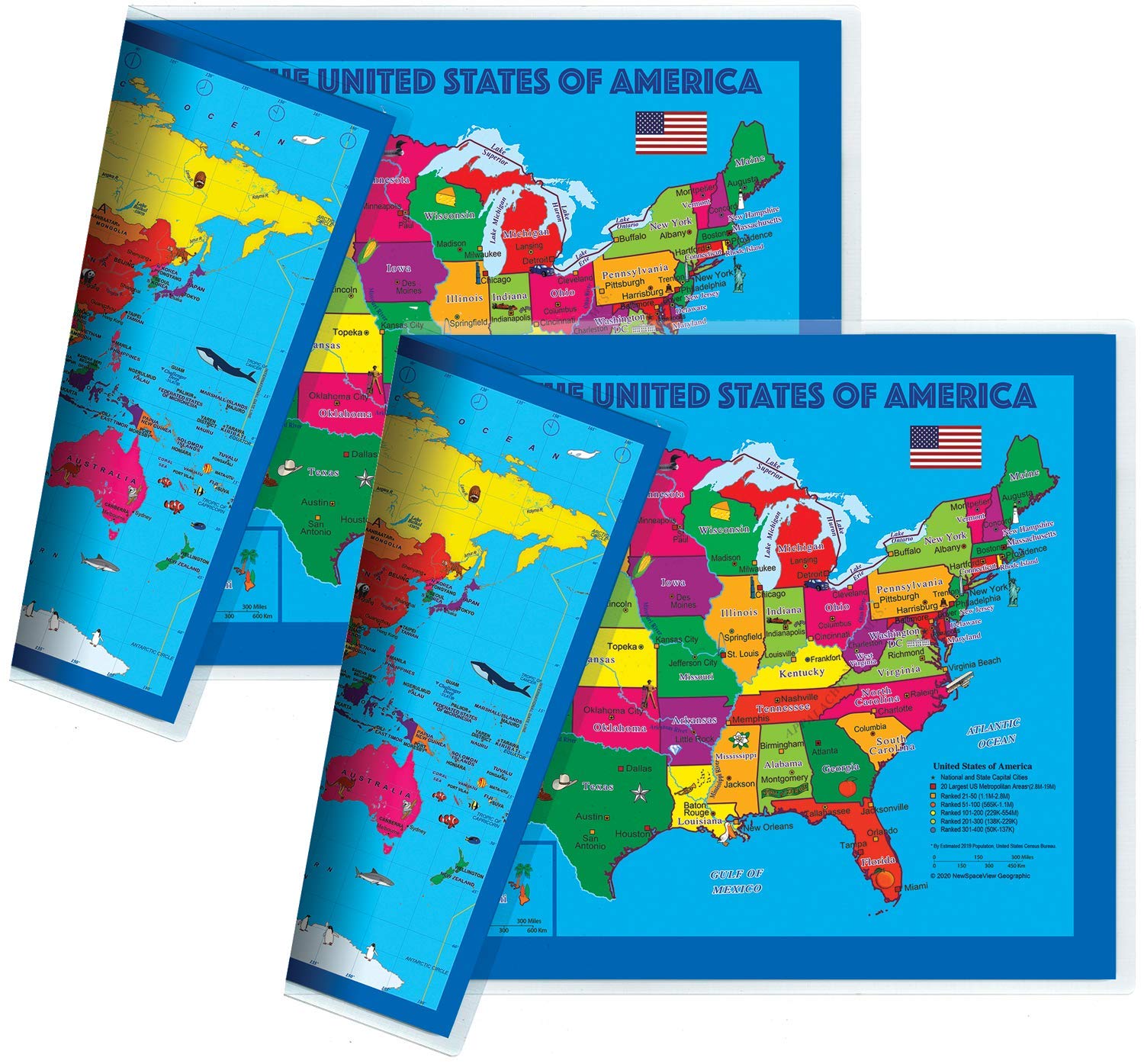 2-Sided Desk Map with Durable Lamination