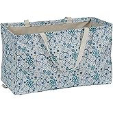 Household Essentials White and Blue Floral Krush Container All-Purpose Utility Tote