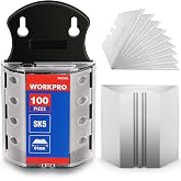 WORKPRO Utility Knife Blades, 100-Pack SK5 Steel Blades with Dispenser | Premium Steel Standard Blades for Box Cutter, Ideal for Cardboard, Leather, Carpet, Rope, Soft Metal, Pipe, etc