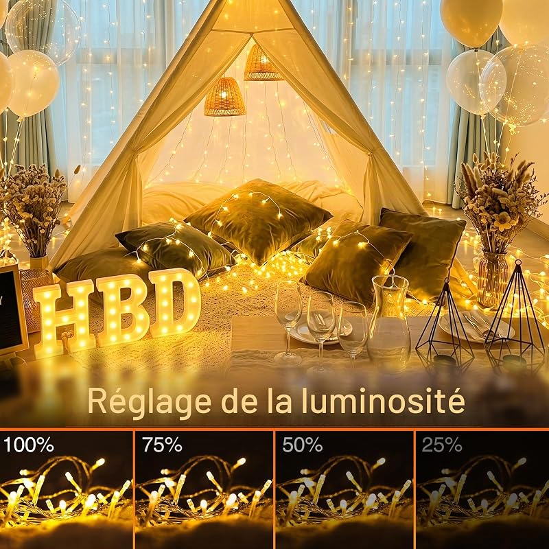 20M 200LED Guirlande Lumineuse Intérieur Extérieur avec Télécommande — photo 4 sur 7