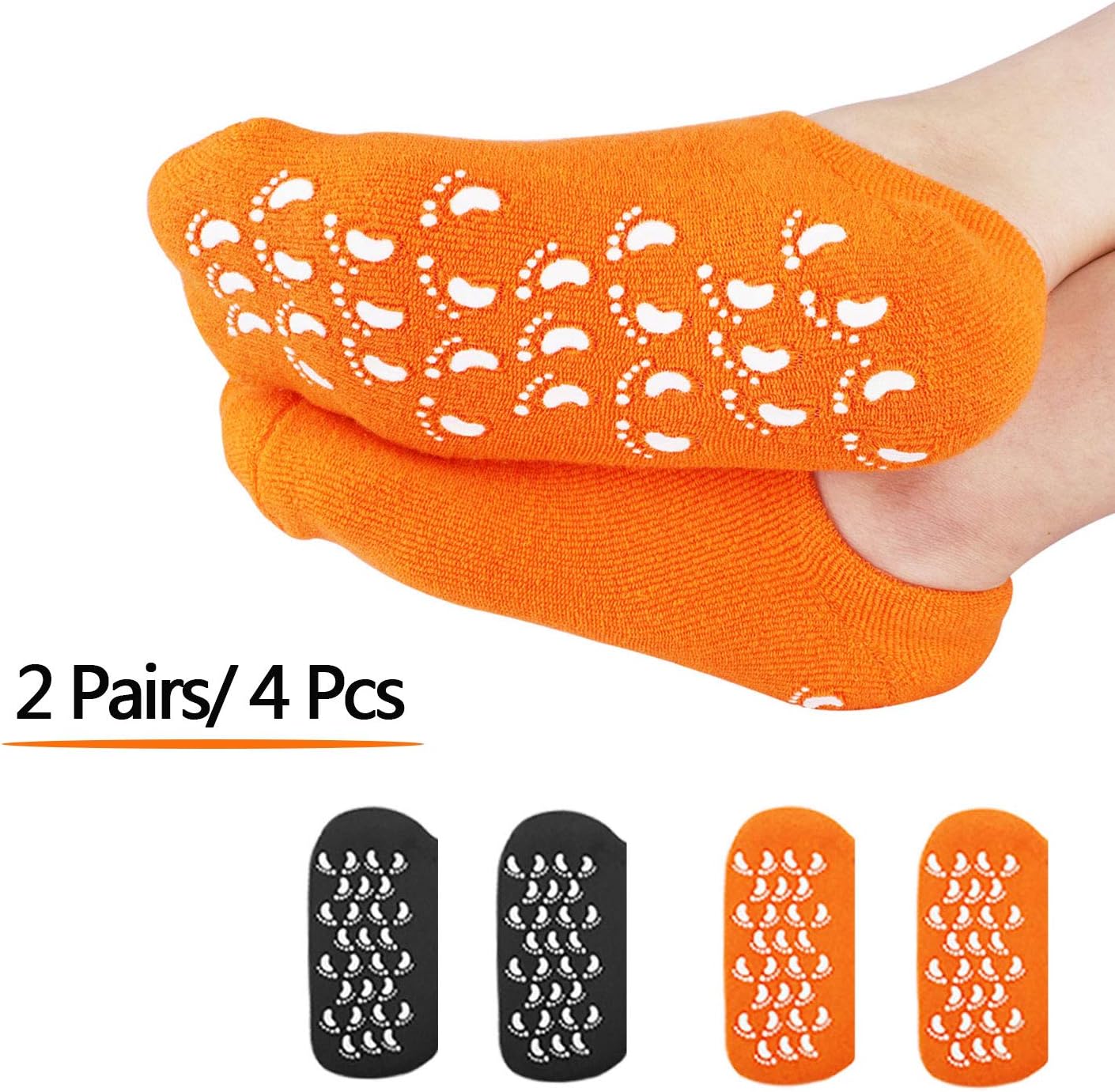 (4PC) Moisturizing Socks,Heel Spa Socks, Soft Gel Socks Inner Lining