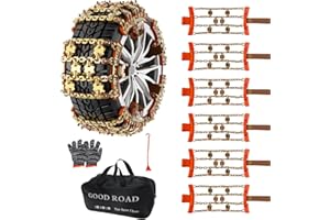 KYX Upgrade Alloy Steel Tire Chains for Car/SUV/Pickup Truks, Adjustable Universal Emergency Snow Chains for Pickup Trucks and Off-road SUV Car Tires 235 245 255 265 275 285 - Set of 6, Alloy Steel
