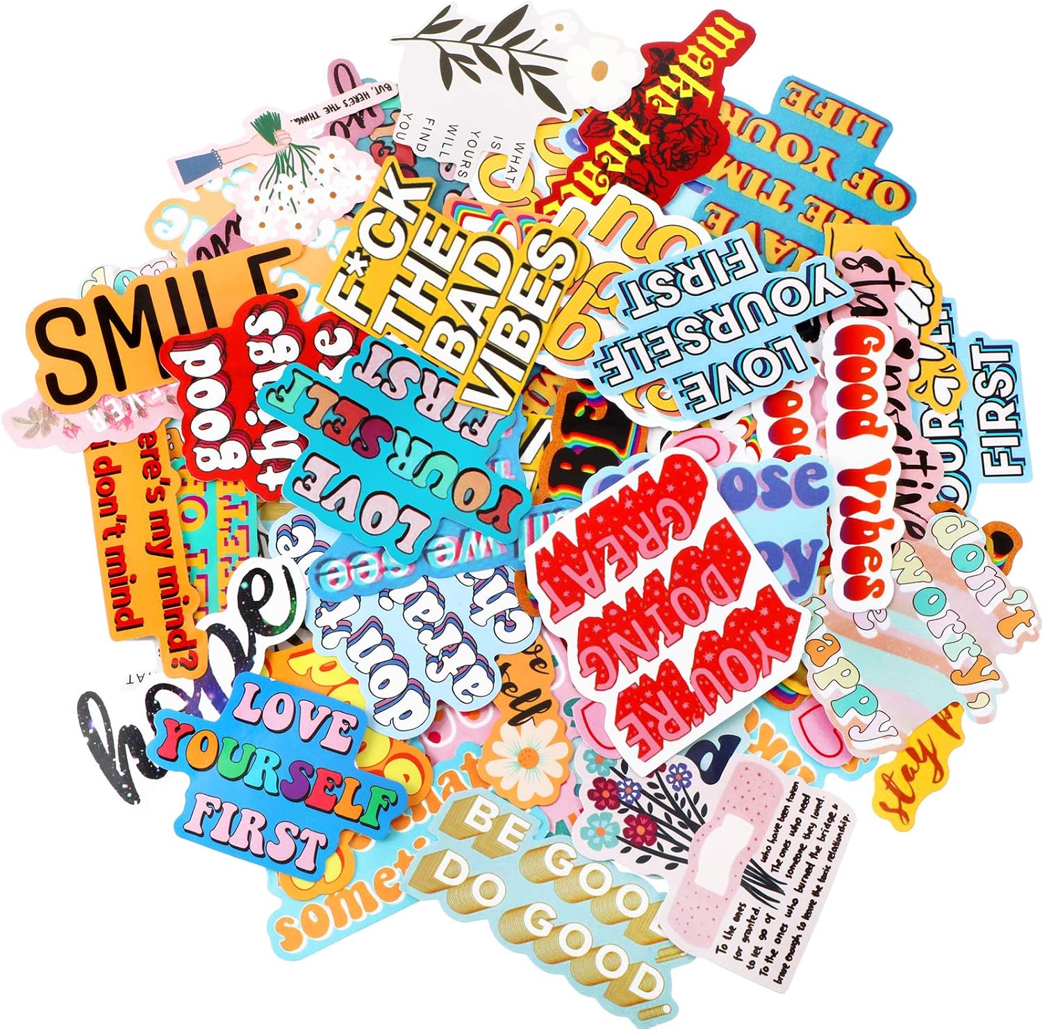 80 Pieces Inspirational Stickers for Water Bottles, Motivational Stickers Positive Inspiring Stickers Vinyl Waterproof Stickers for Laptop, Skateboard, Water Bottles