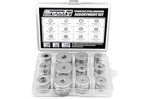 BREXXTY Fender Washers for Screws (100 Pcs) — 304 Stainless Steel Flat Washers Assortment Kit in Different Sizes (M3 M4 M5 M6 M8 M10 M12)—for Home & Industrial Usage