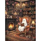 pchmcu Paint by Numbers Halloween for Adults, Acrylic Oil Painting by Numbers Kits for Beginner with Paintbrushes Brushes Art Crafts Canvas for Home Decor 16x20 inch