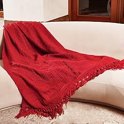 PANDATEX Thick Chunky Red Knitted Throw Blanket for