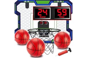 VIGNUTO Basketball Hoop Indoor for Kids(4-12 Years Old), Over The Door Basketball Hoop with Scoring, Countdown and Music Accompaniment, Christmas Toys