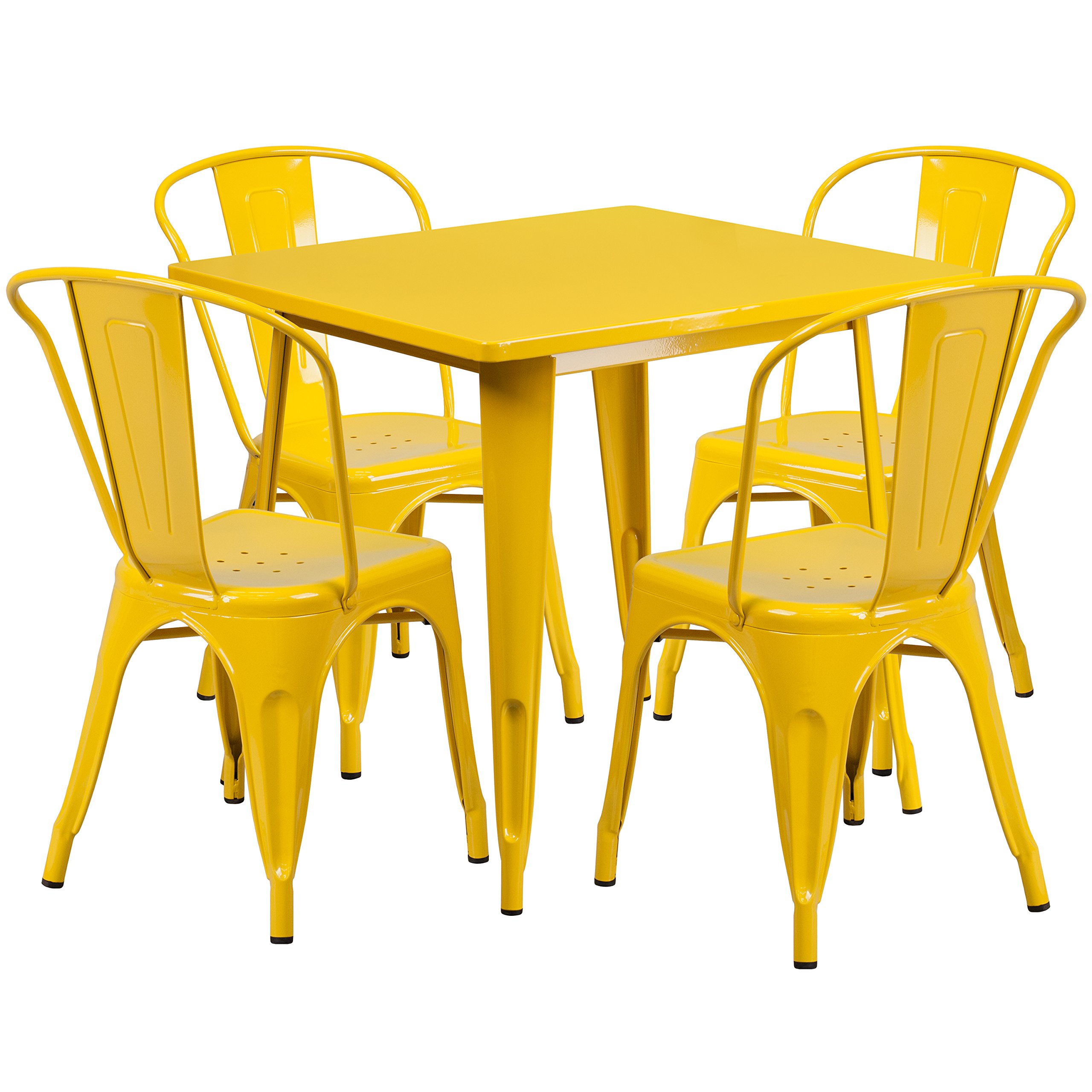 Flash Furniture 31.5'' Square Yellow Metal IndoorOutdoor Table Set
