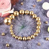 Lanjue 40 Pcs Gold Ball Cake Toppers Foam Mini Balloons DIY Cupcake Decor Party view 2