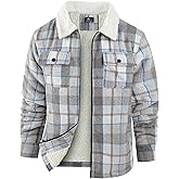 ZITY Men's Flannel Shirts Jacket Warm Sherpa Lined Fleece Plaid Winter Coat
