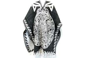 Del Mex Authentic Mexican Poncho Cobija Gaban Blanket -Black & White