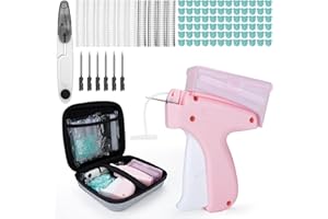 FONWILL Clothing Label Gun with Box,Standard Retail Price Tag Labeling Gun Kit,Having 6 Needles, 2000 Micro Fasteners, Scissors and Soft Cover,Suitable for Store,Warehouse,Consignment,Yard Sale,etc.(Pink)