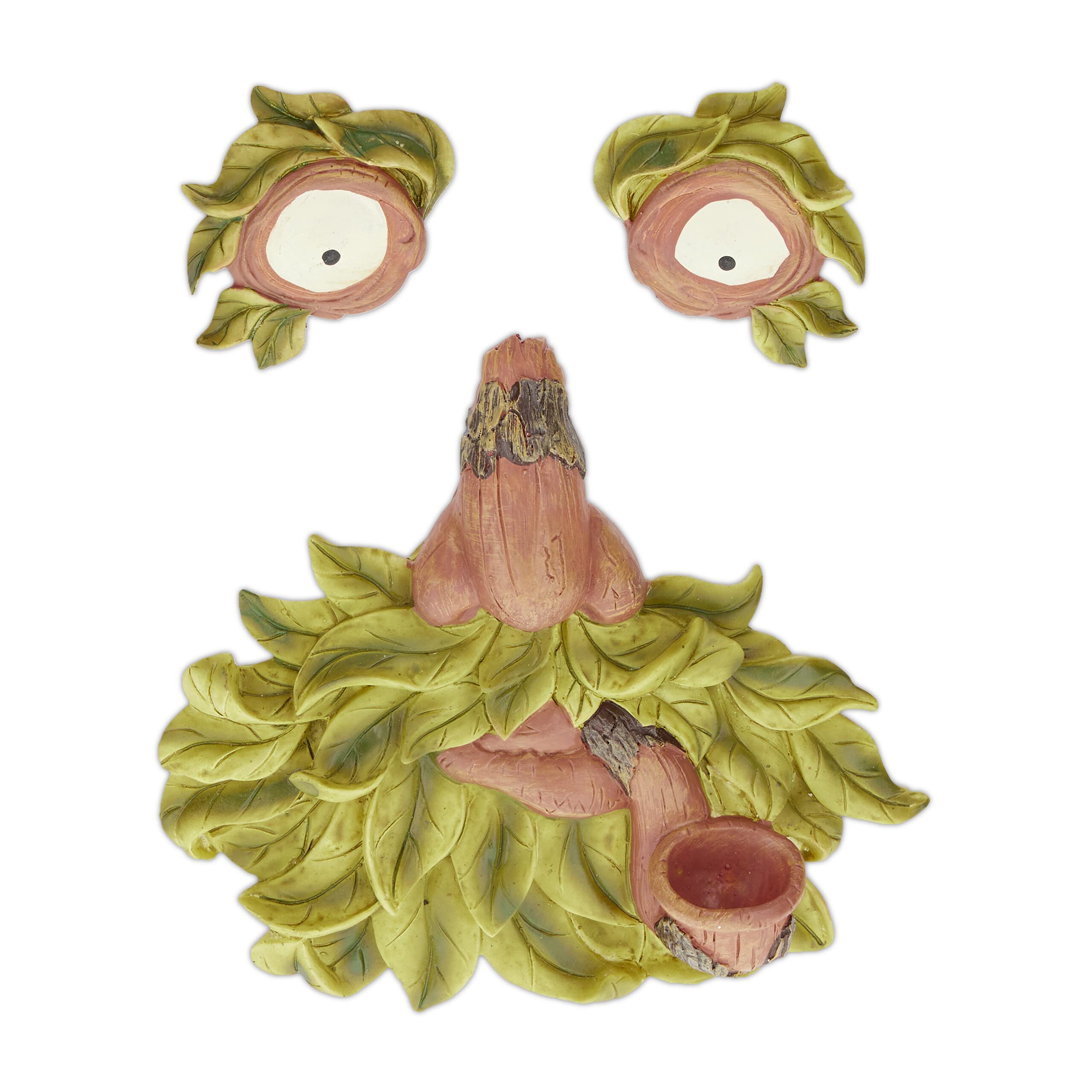 Relaxdays Tree Face Old Man, 3-Part, Weatherproof Art, Decoration, Garden, Funny, Leaf, Trunk Decor, Green/Natural