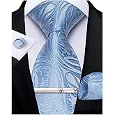 DiBanGu Paisley Ties for Men Silk Necktie and Pocket Square Cufflinks Tie Clip Set Woven Classic Mens Tie for Wedding Party
