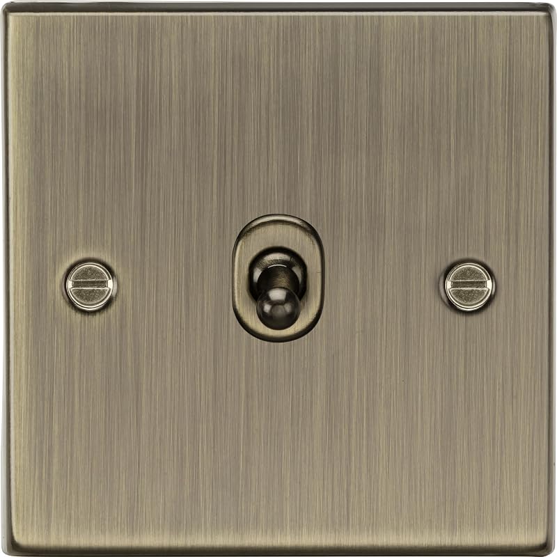 Knightsbridge 10AX 1G 2 Way Toggle Switch Square Edge Antique Brass