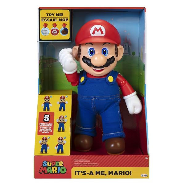 SUPER MARIO IT’S-A ME, MARIO! COLLECTIBLE ACTION FIGURE, TALKING POSABLE MARIO FIGURE, 30+ PHRASES AND GAME SOUNDS – 12 INCHES TALL!