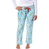 Rudolph Pajama Pants Woman's Holiday Lights Rudolph Plush Fleece Pants Juniors Pajama Pants Adjustable Waist