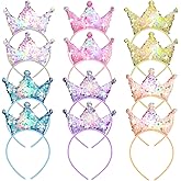 Juexica LED Princess Crown Headbands Glow Sequin Glitter Crown Headbands for Girls Women Tiara Princess Birthday Party Favor