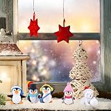 FEPITO 12 Pcs Resin Christmas Figurines Polar Bear Penguin Snowflakes Mini view 4