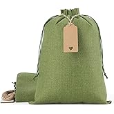 Tapleap Burlap Bags with Drawstring - 10Pcs 10x14 Green Gift Sacks for Wrapping Valentine's Day Favors, Clothes, Toiletries, Breads, Root Ball, For Birthday, Wedding, Party, Household Use
