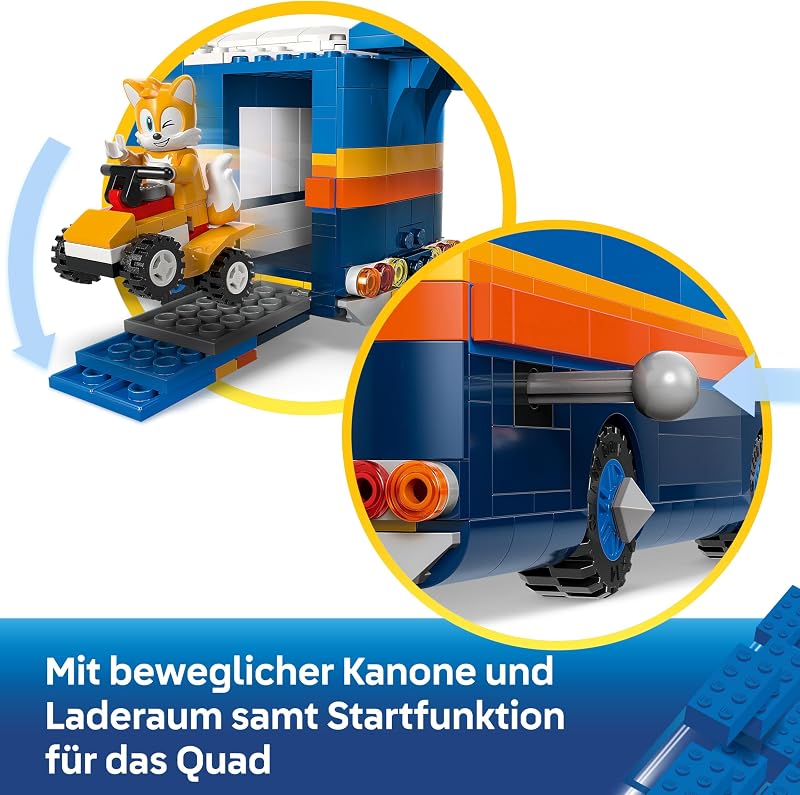 Sonic the Hedgehog Team Sonics Kommando-Truck - Interaktives Spielzeug mit ATV-Auto und 5 Minifiguren mit Tails - Kreatives Geschenk für Jungen, Mädchen und Gamer Fans ab 8 Jahren - 77006