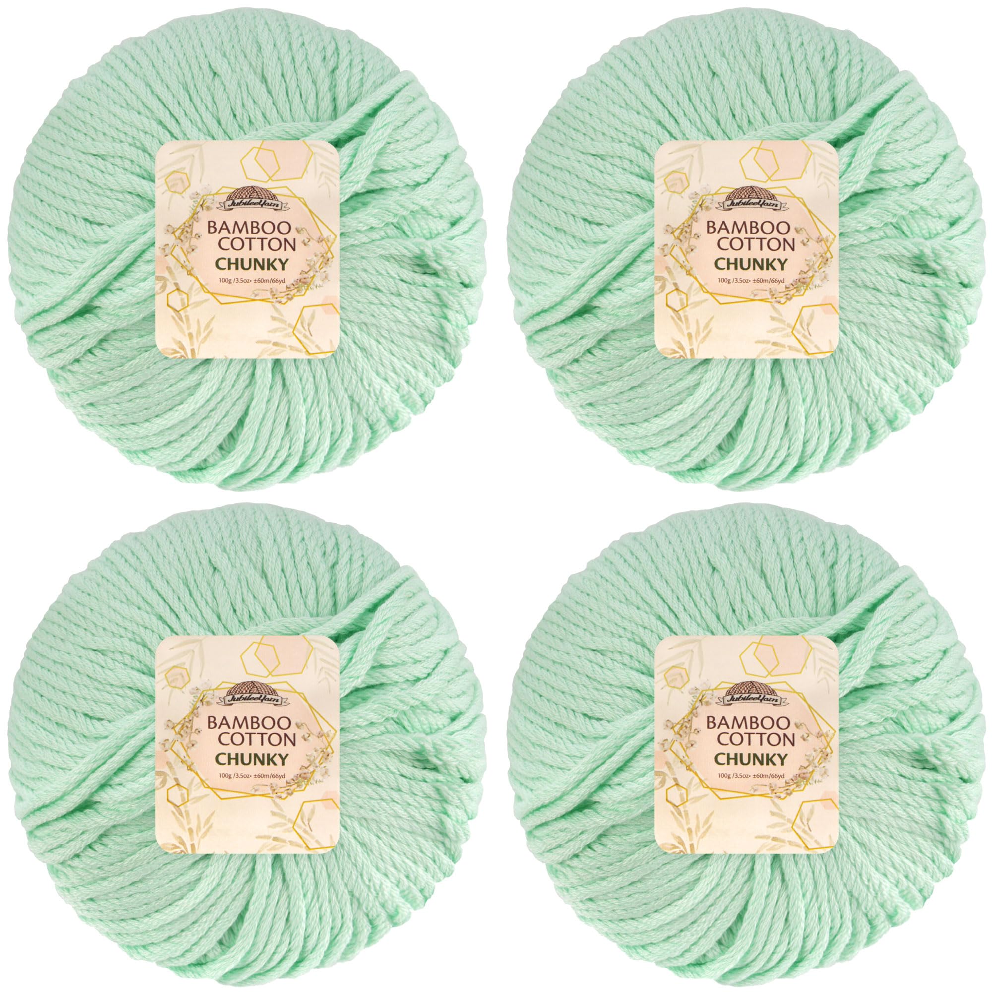 JubileeYarn Bamboo Cotton Chunky Yarn - 100g/Ball - Mint Green - 4 Balls — image 1