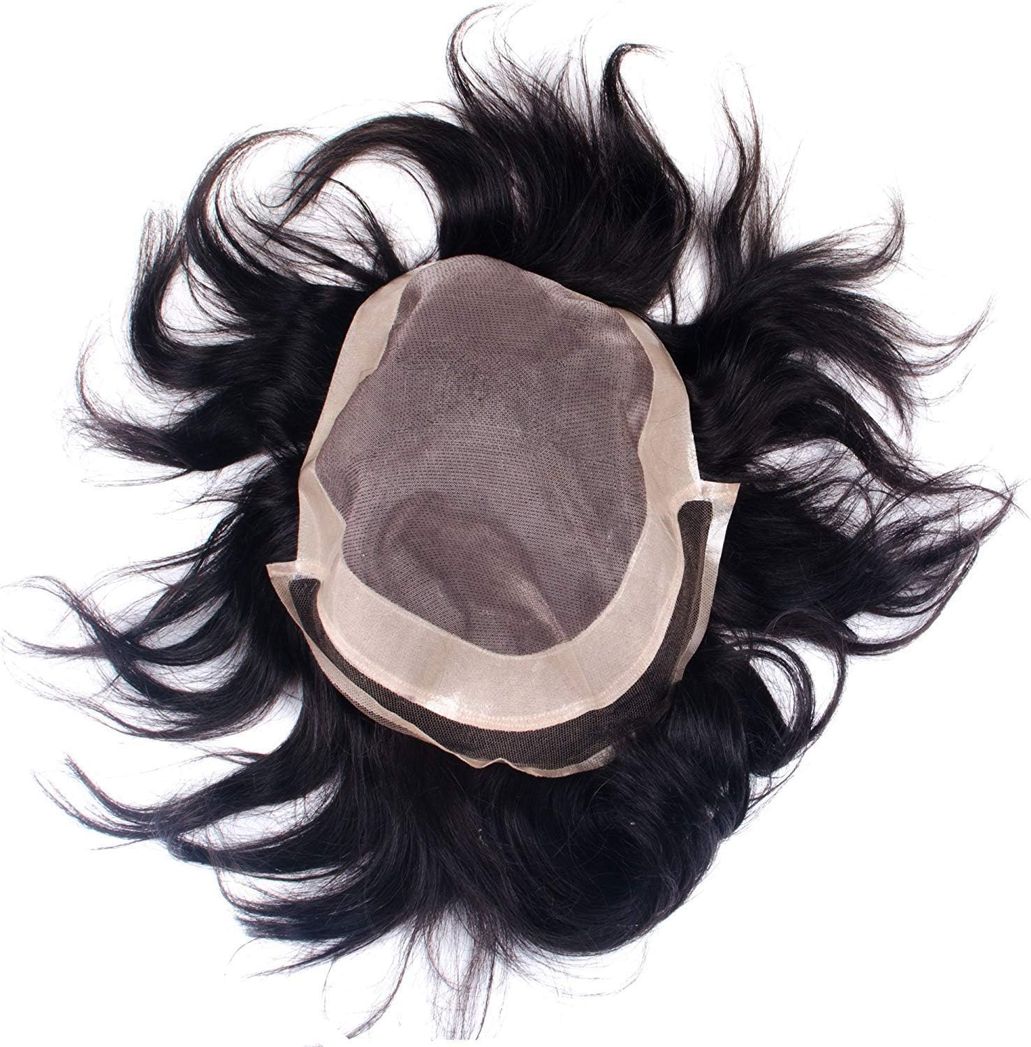 Raaya Natural Human Hair Wig Patch, Human Hair Front Lace Patch Toupee For Men, Hair System Real Wig Patch, 10x8 Inches, Black, 40 Gram, Pack Of 1 (M6)
