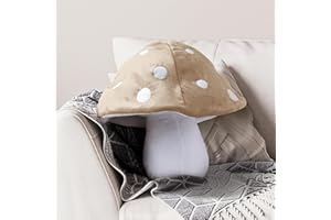 AELS 15.35 Inches Mushroom Pillow, Cute 3D Polka Dot Mushroom Plush, Decorative Throw Pillow for Mushroom Lover Sofa Couch Living Room Bedroom Nursery Decor, Khaki