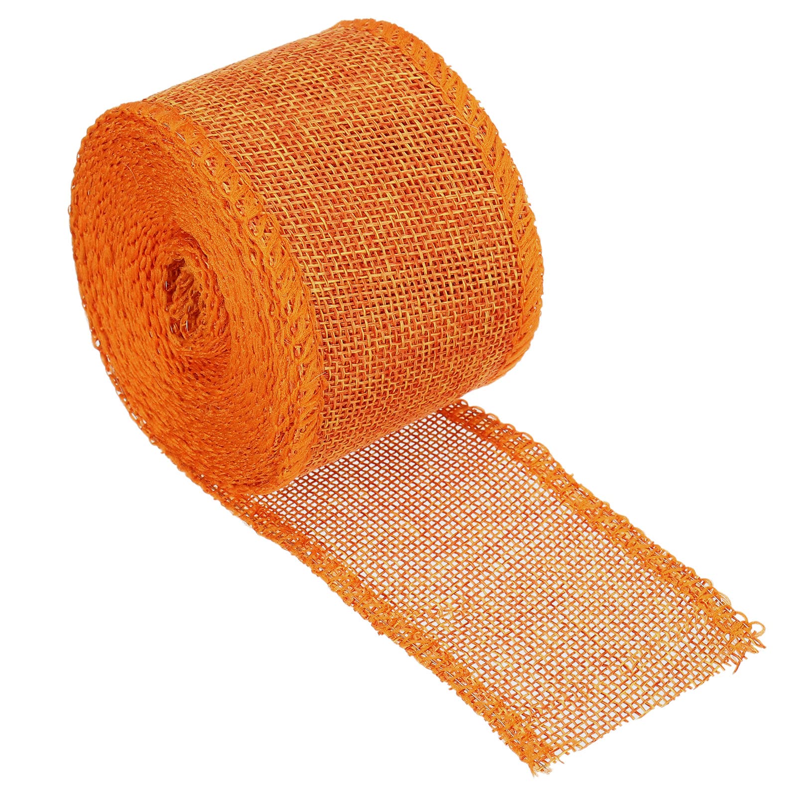 PATIKIL 2 Inch Wide 6.56 Yards Polyester Gingham Ribbon Wired Edge Ribbon, 1 Pack for Christmas Decoration Wrapping Orange