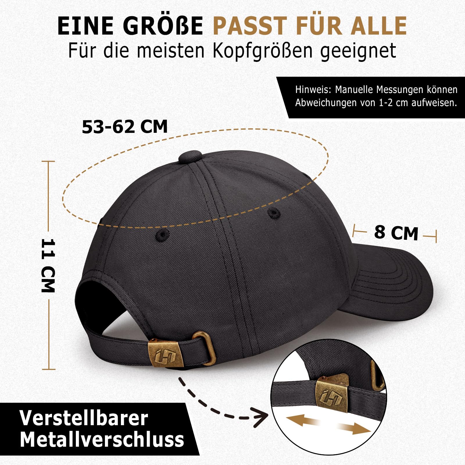 HASAGEI Baseball Cap Herren Damen 100% Baumwolle Basecap Verstellbar Baseball Kappe Reine Farbe Baseboard Baseballkappe für Tennis Golf Reisen Geschenkidee 4