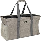 BALEINE Extra Large Utility Tote Bag with Wire Frame for Storage (Beige, 22''x12''x10'')
