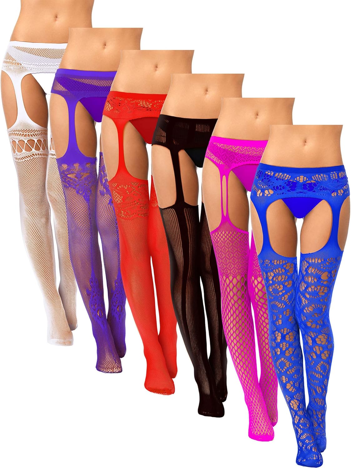 6 Pairs Women Fishnet Thigh-High Stockings Tights Suspender Pantyhose Stockings for Valentine's Day at  Women’s Clothing store
