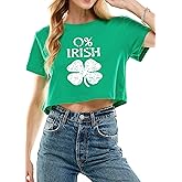 Funny St Patricks Day Outfits Shirt Women Sexy Saint Patricks Day Shamrock Clover Crop Tops for Teen Girls