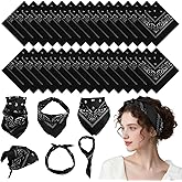 PLULON 30 Pack Bandanas for Men Women, Polyester Novelty Paisley Pattern Bandana Headbands Wristband Neckerchief Cowboy