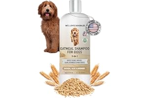 5-in-1 Premium Oatmeal Shampoo for Dogs, Gentle for Itchy & Sensitive Skin, Provides Itch Relief, Hypoallergenic & Soothing for Dry Skin, Moisturizing Anti-Itch, Made in USA, 16 oz [We Love Doodles]