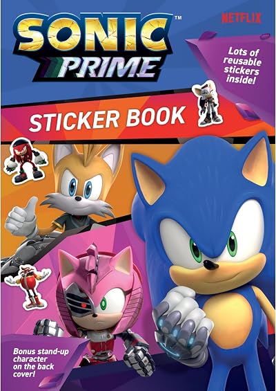 Alligator Sonic Prime Sticker Book with Reusable Stickers & Bonus Stand-Up