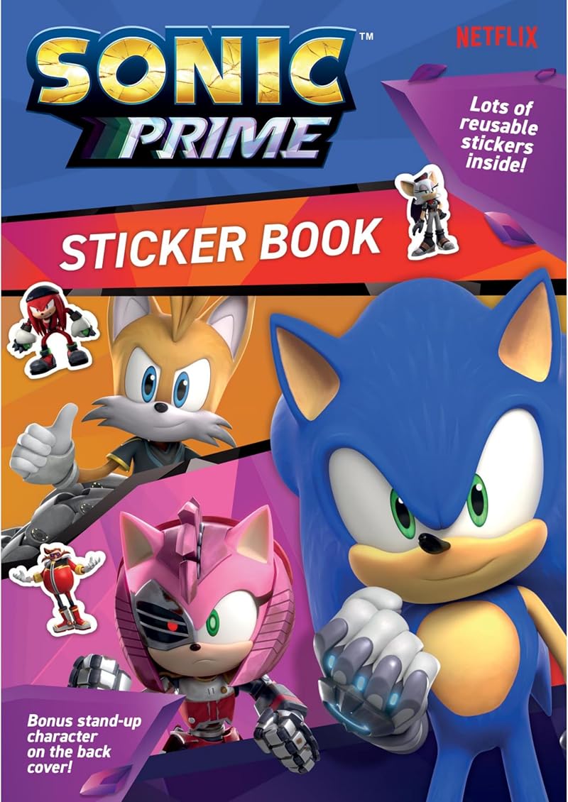 Alligator Sonic Prime Sticker Book with Reusable Stickers & Bonus Stand-Up