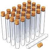 HNYYZL Clear Plastic Test Tubes with Cork Stoppers, 25Pcs, 15x100mm | 10ml, Good Seal, Jewelry Seed Beads Powder Spice Liquid Storage, Lab Use or Decoration