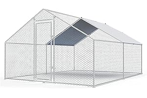 Garvee Large Chicken Coop, Metal Chicken Run for Yard with Waterproof and Anti-UV Cover, Walk in Fence Cage for Outdoor Farm Use(13.1ft x 9.8ft x 6.4ft)